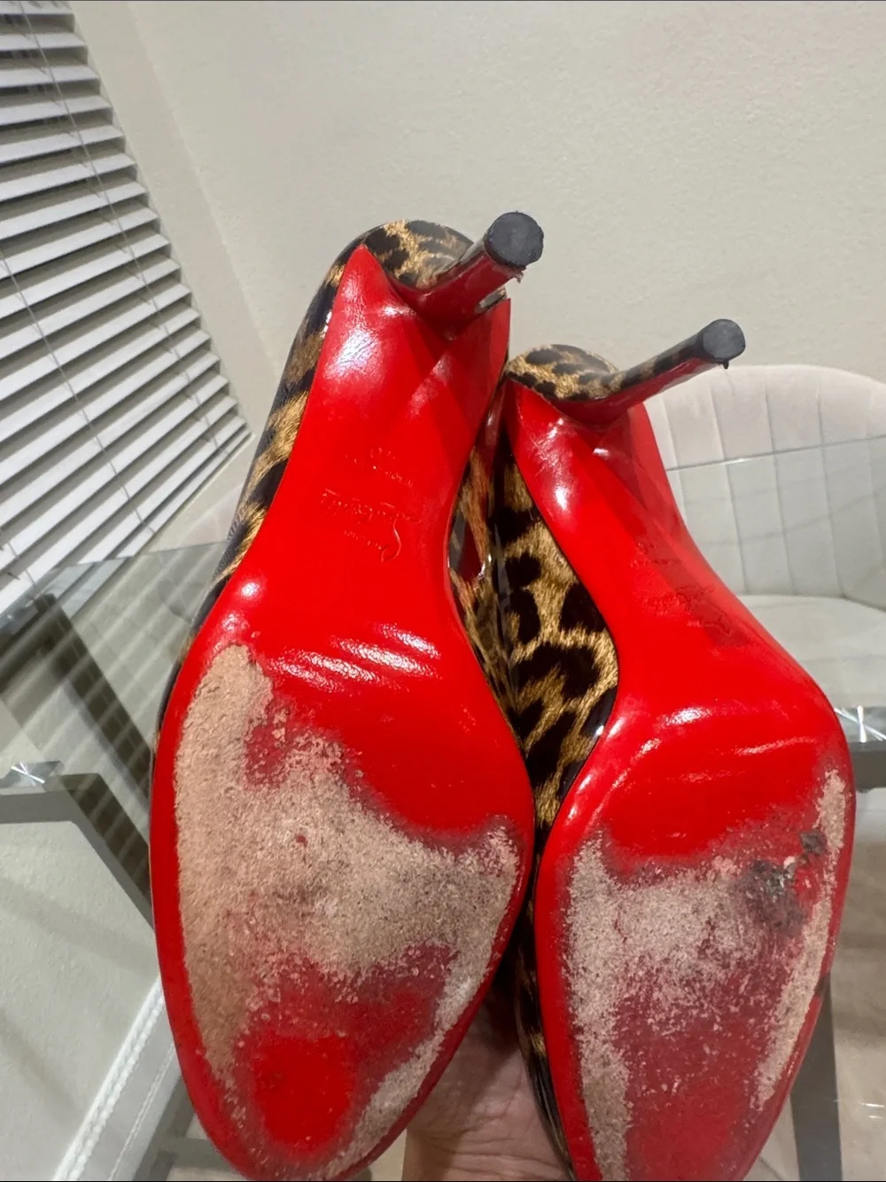 Christian Louboutin Leopard Patent Leather Pointed Toe Pumps - Brown/Black